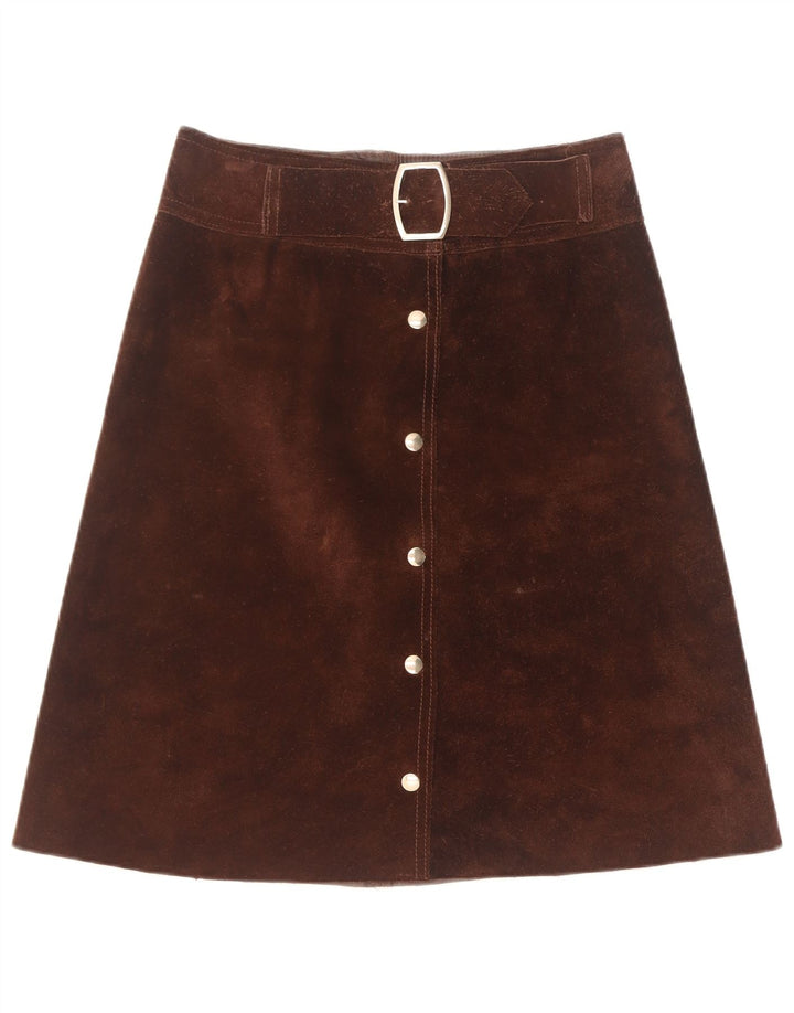 Vintage Damen Wildlederrock W28 Mittelbraun