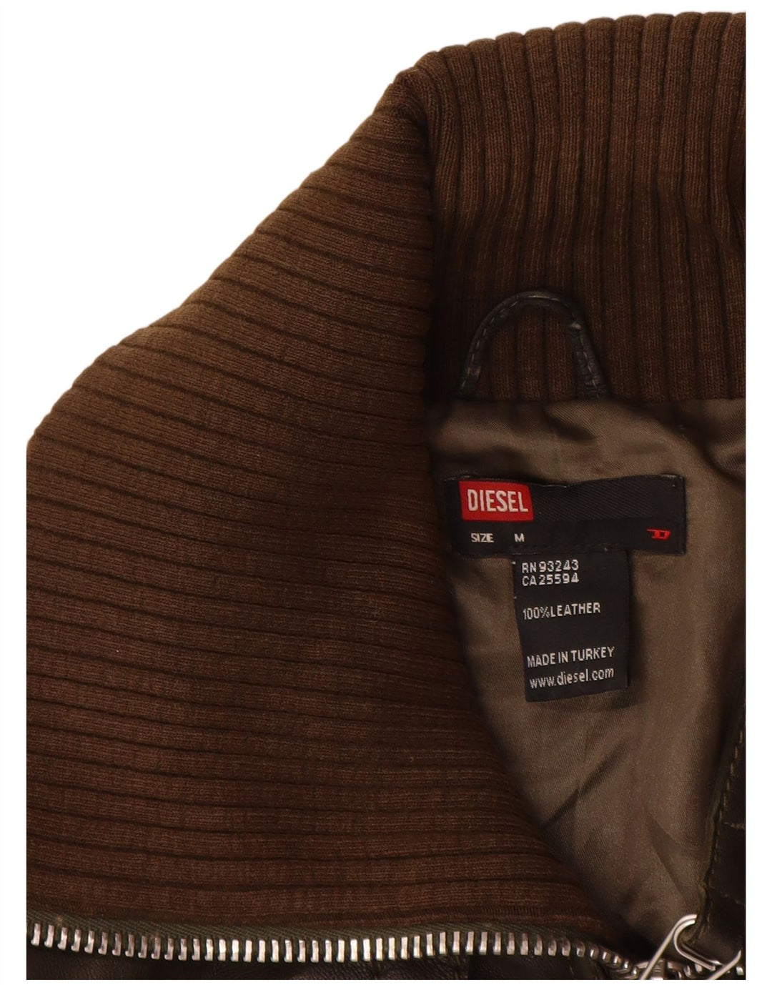 Diesel Damen Bomber-Lederjacke UK 12 Mittelbraunes Leder