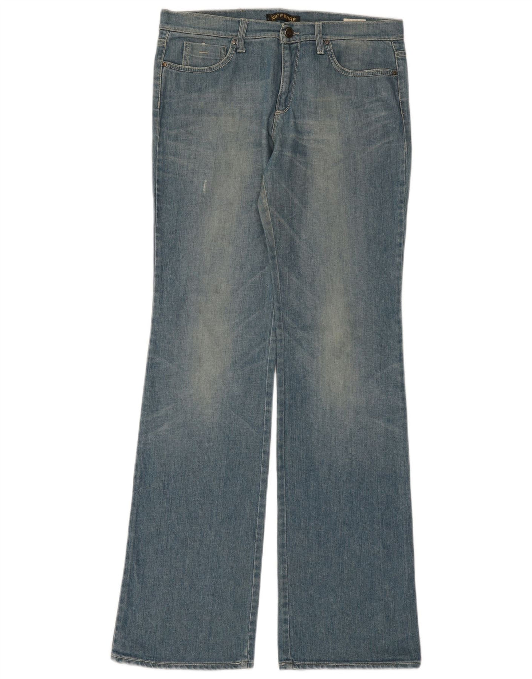 Gianfranco Ferre Damen Grafik-Bootcut-Jeans W31 L35 Blaue Baumwolle