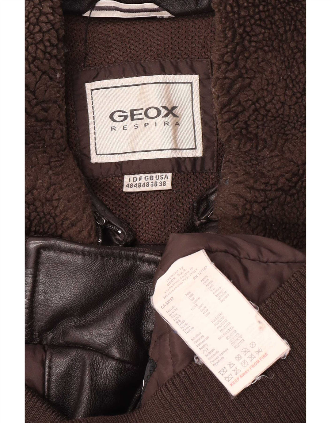 Geox Herren Bomber-Lederjacke UK 38 Mittelbraun