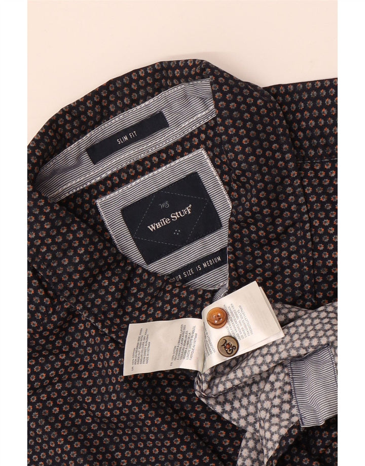 WHITE STUFF Herren Kurzarm-Slim-Fit-Hemd Mittelblau gepunktet