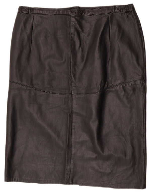 Vintage Damen Lederrock W34 Groß Schwarz