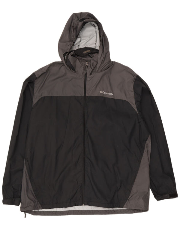Columbia Herren-Regenjacke mit Kapuze, UK 44 2XL, schwarzes Colourblock-Nylon