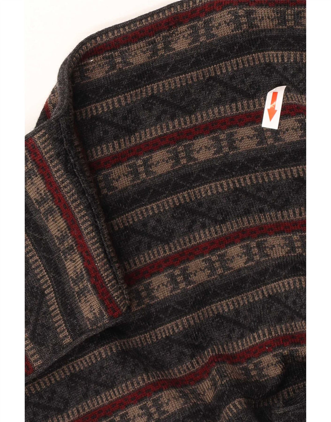 Vintage Herren Strickweste Mittelgrau Fair Isle Schurwolle