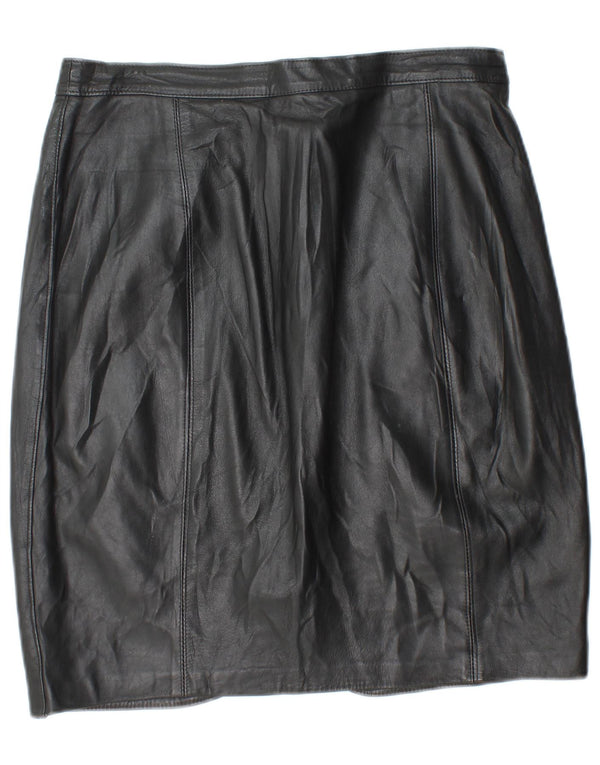 Vintage Damen Lederrock IT 50 XL W32 Schwarzes Leder