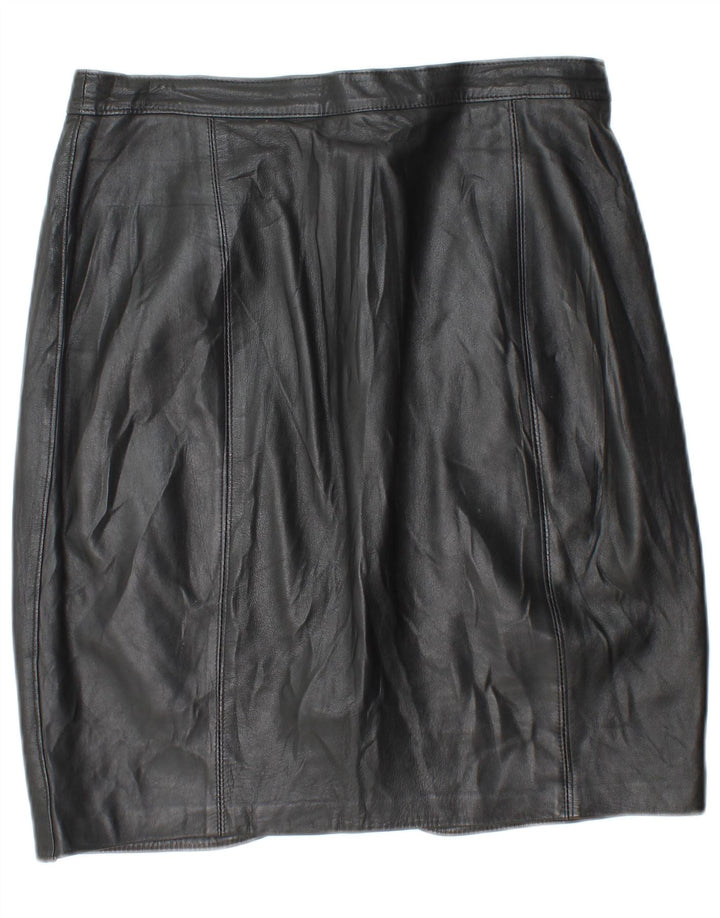 Vintage Damen Lederrock IT 50 XL W32 Schwarzes Leder