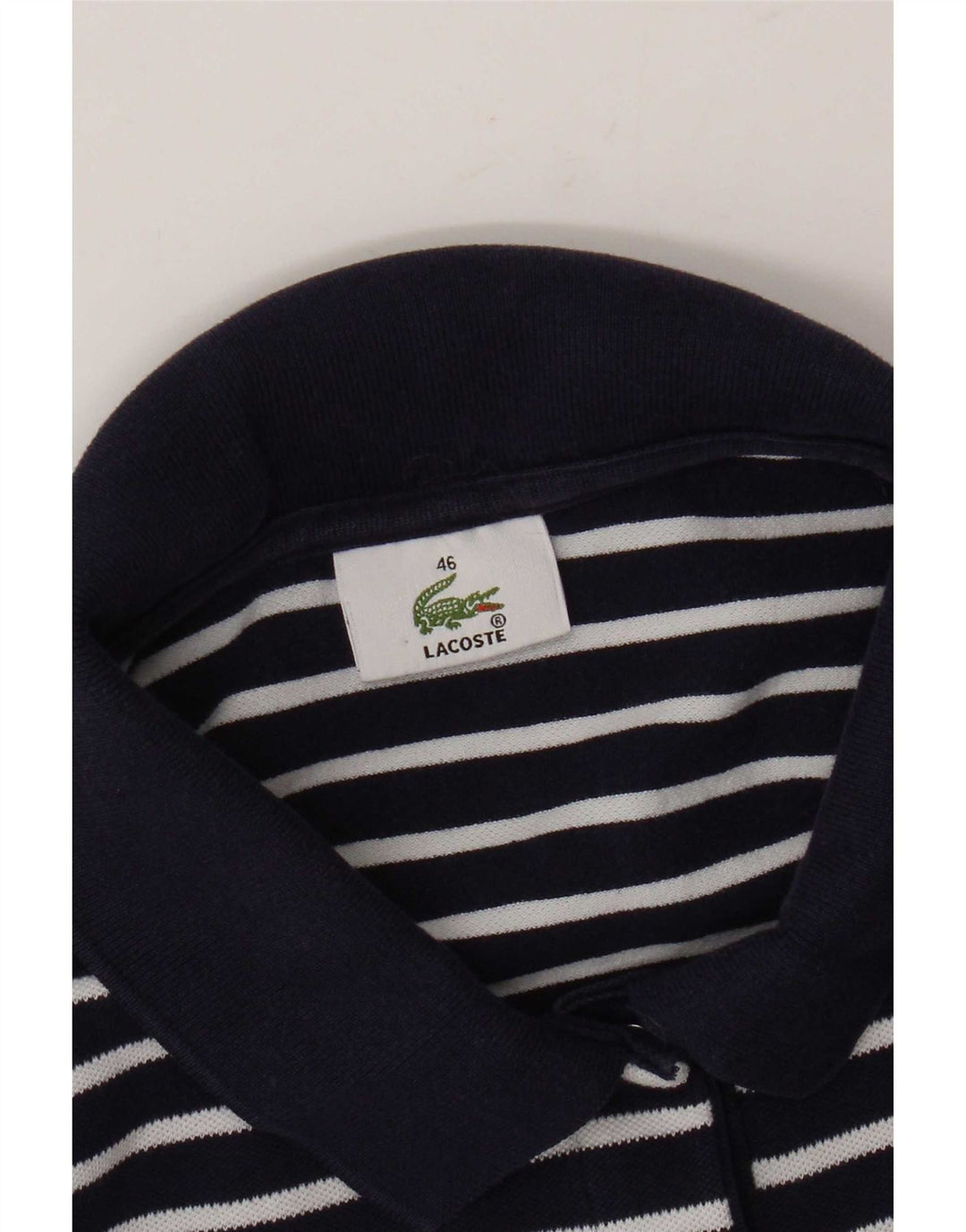 Lacoste Damen Poloshirt Größe 46 XL Marineblau gestreift