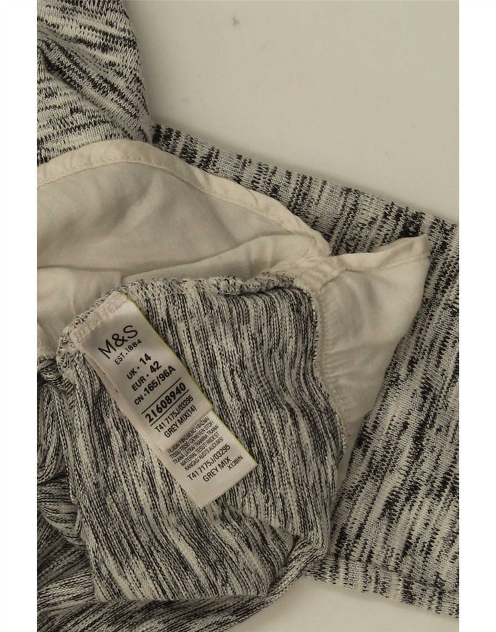 Marks & Spencer Damen-Top, 3/4-Ärmel, UK-Größe 14, Größe L, grau gesprenkelte Baumwolle
