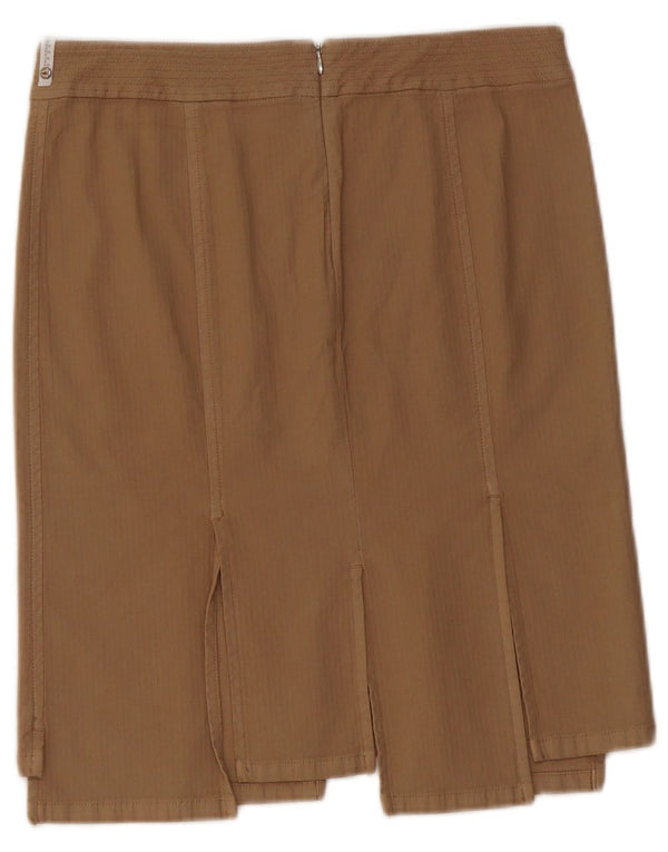 TRUSSARDI Gerader Damenrock IT 42 Medium W28 Beige Baumwolle