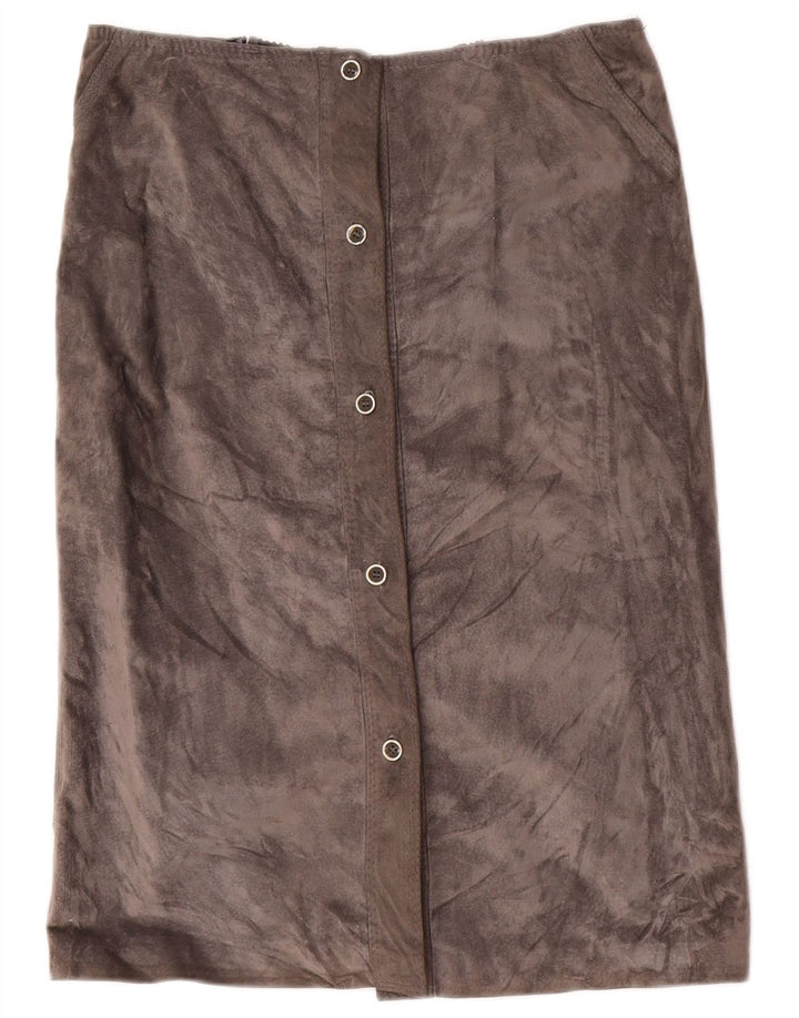 Vintage Damen Wildleder Gerader Rock IT 46 Groß W30 Grau