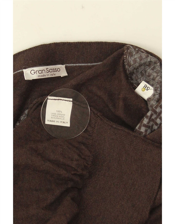 Gran Sasso Herren-Strickjacke IT 58 2XL Braune geometrische Wolle