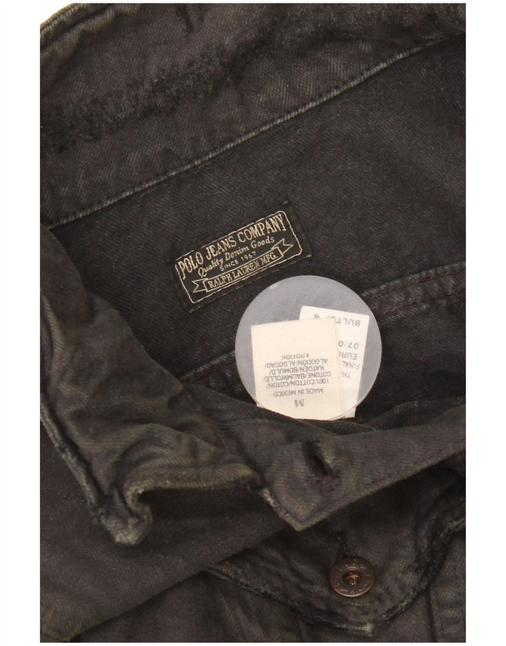 Polo Ralph Lauren Damen Distressed Crop Denim Jacke UK 14 Medium Schwarz