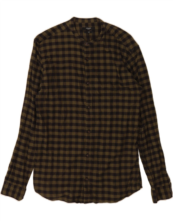 JACK & JONES Mens Slim Flannel Shirt Large Green Gingham Cotton Vintage Jack & Jones and Second-Hand Jack & Jones from Messina Hembry 