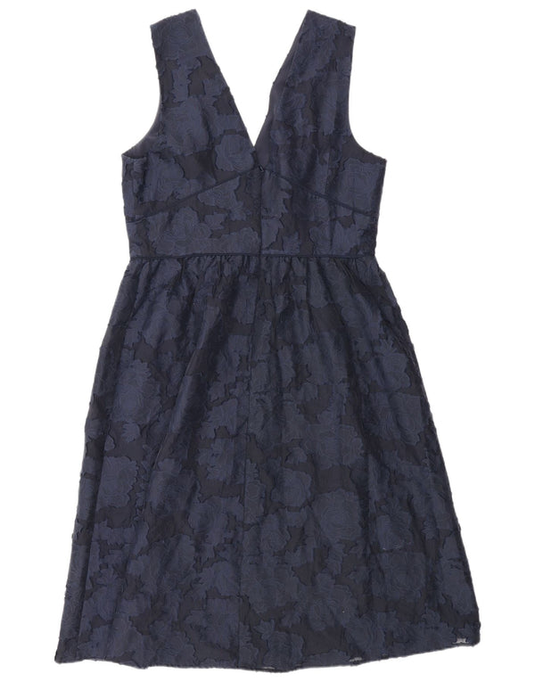 Warehouse Empire-Kleid für Damen, UK 44, Größe L, marineblau, geblümt, Baumwolle