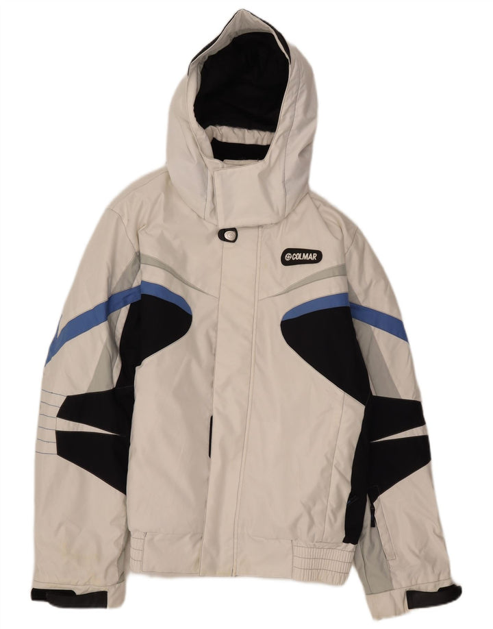 Colmar Herren-Skijacke mit Kapuze, IT 48, Mittelweiß, Farbblock