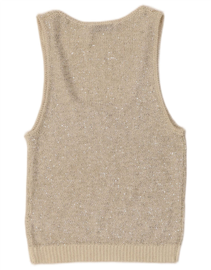 Zara Damen Strickweste Top UK 12 Mittelgraues Polyester