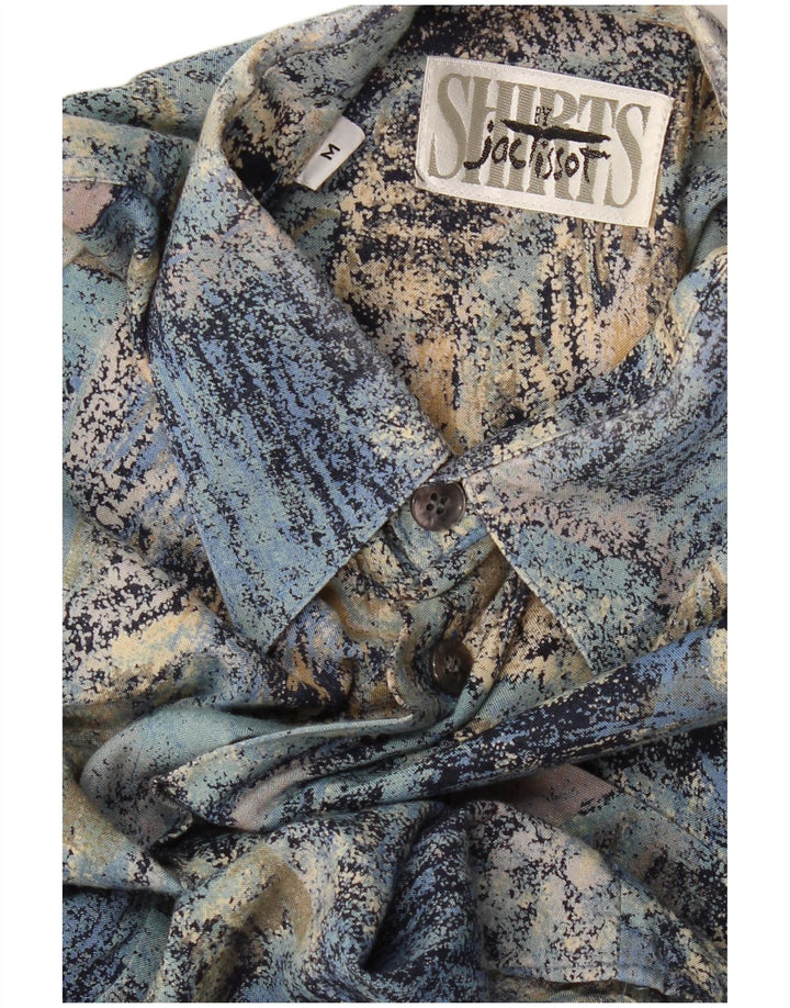 JAC TISSOT Herren Hemd mit abstraktem Muster Mittelblau