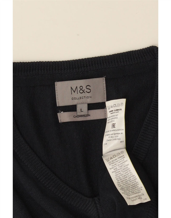 MARKS & SPENCER Herren-Pullover mit V-Ausschnitt, groß, Marineblau, Acryl