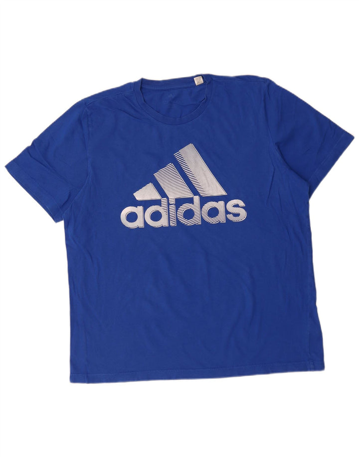 Adidas Herren Grafik T-Shirt Top Große blaue Baumwolle