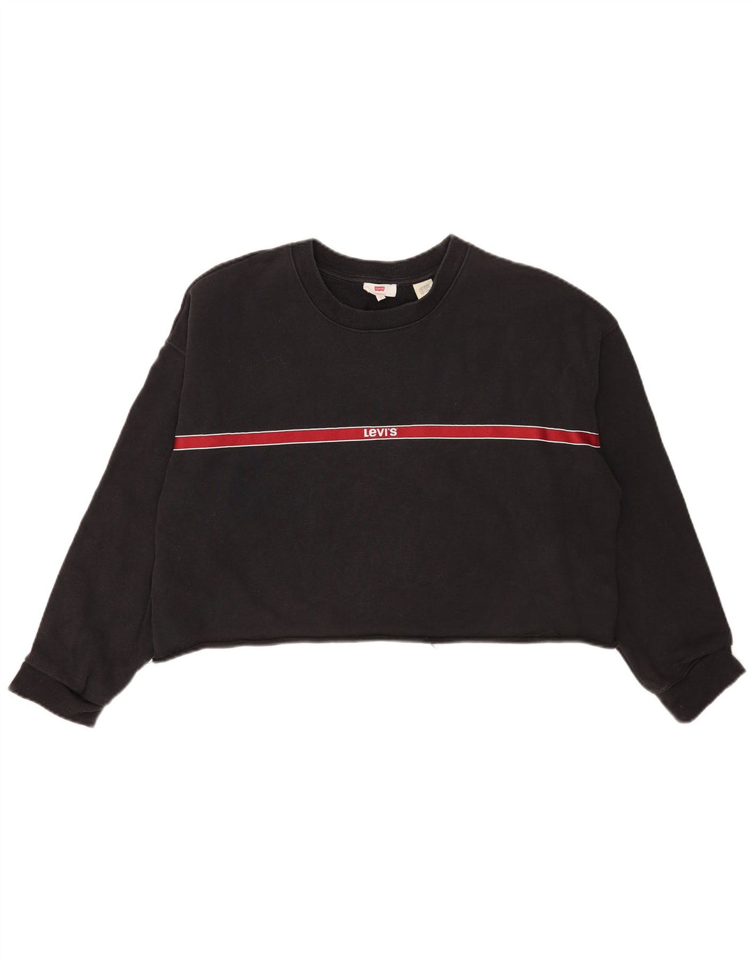 Levi's Damen Crop Oversized Sweatshirt Pullover UK 16 Large Grau gestreift