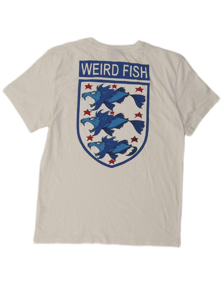 Weird Fish Herren-T-Shirt mit Grafik, Größe L, aus weißer Baumwolle