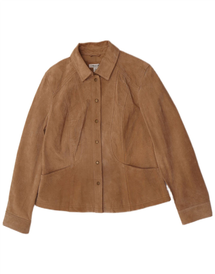 Coldwater Creek Damen Wildlederjacke UK 16 Großes braunes Leder