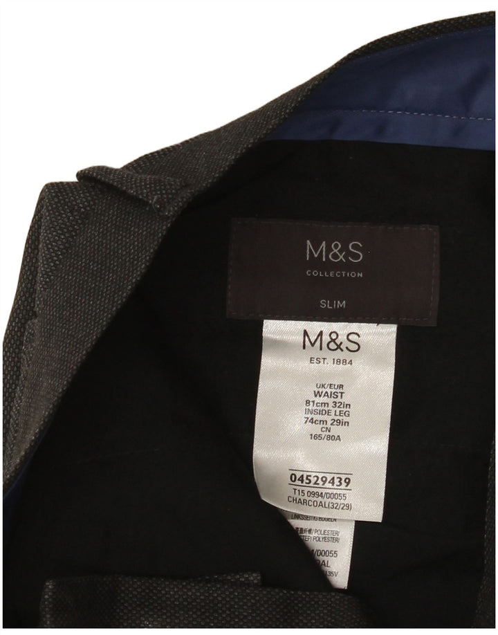 Marks & Spencer Slim-Anzughose für Herren, W32, L29, grau, Polyester