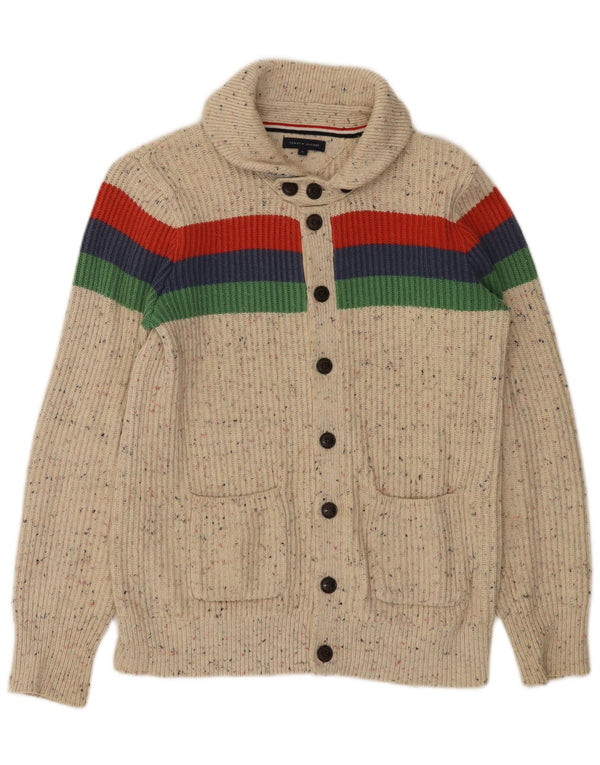 TOMMY HILFIGER Strickjacke für Jungen, 15–16 Jahre, Beige, Colourblock-Baumwolle