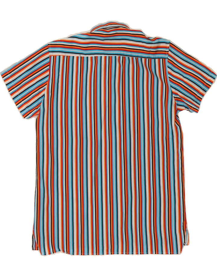 VINTAGE Mens Short Sleeve Shirt Large Multicoloured Striped Vintage Vintage and Second-Hand Vintage from Messina Hembry 
