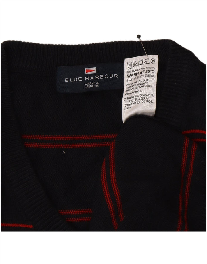 Marks & Spencer Herren Blue Harbour Pullover mit V-Ausschnitt, Größe L, Marineblau