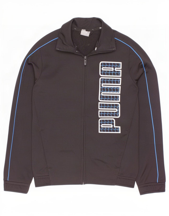 Puma Jungen Grafik-Trainingsanzug-Top-Jacke, 7–8 Jahre, schwarzes Polyester