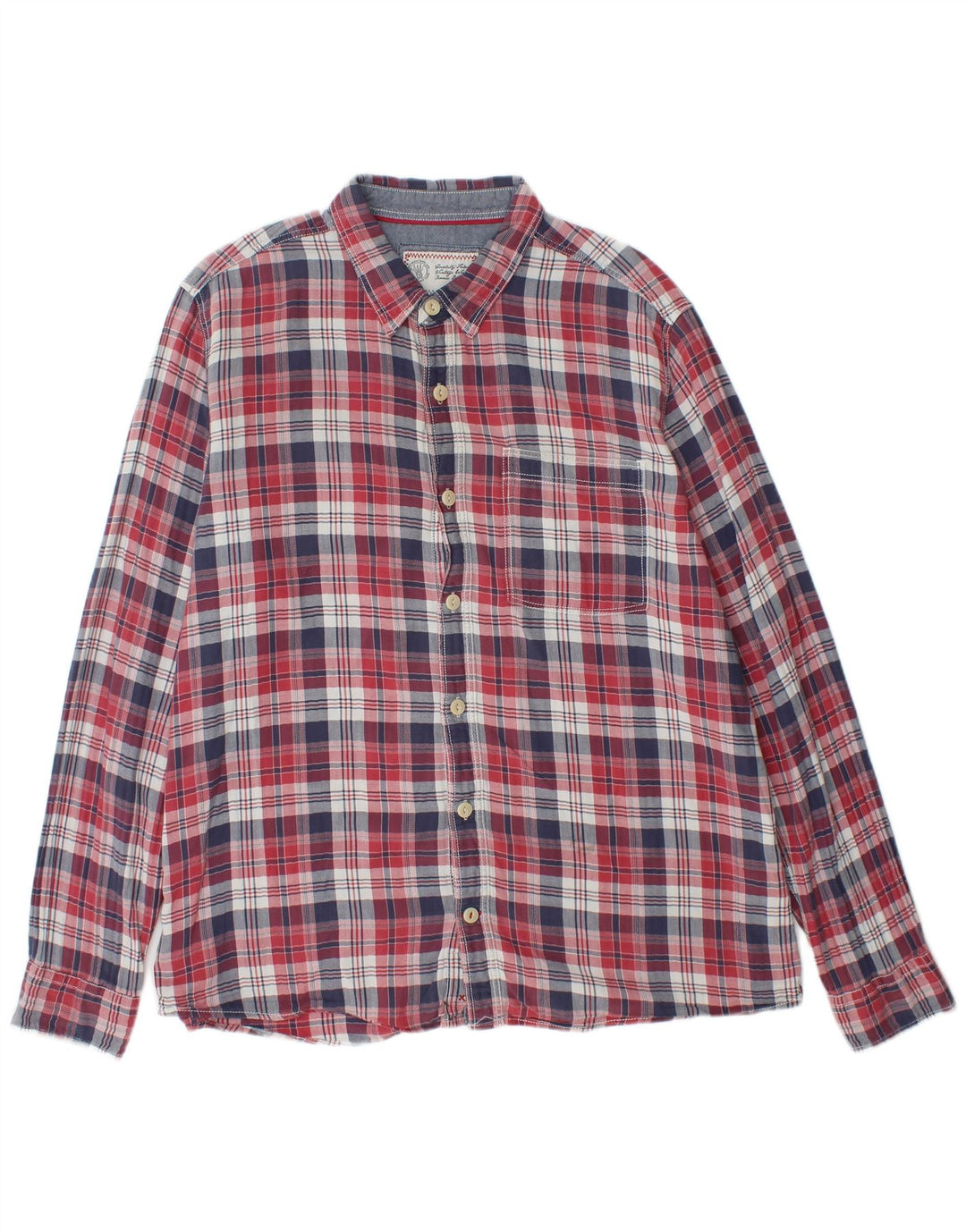 FAT FACE Herren-Flanellhemd XL, rot kariert, Baumwolle