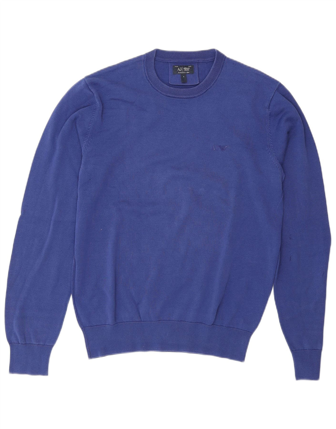 Armani Jeans Herren-Pullover mit Rundhalsausschnitt, Größe S, blaue Baumwolle