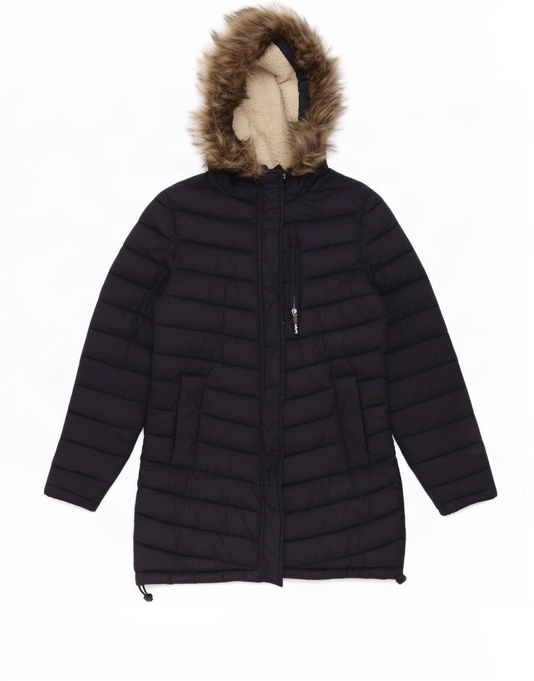 Superdry Wattierte Jacke mit Kapuze für Damen, UK 14, mittelmarineblaues Nylon