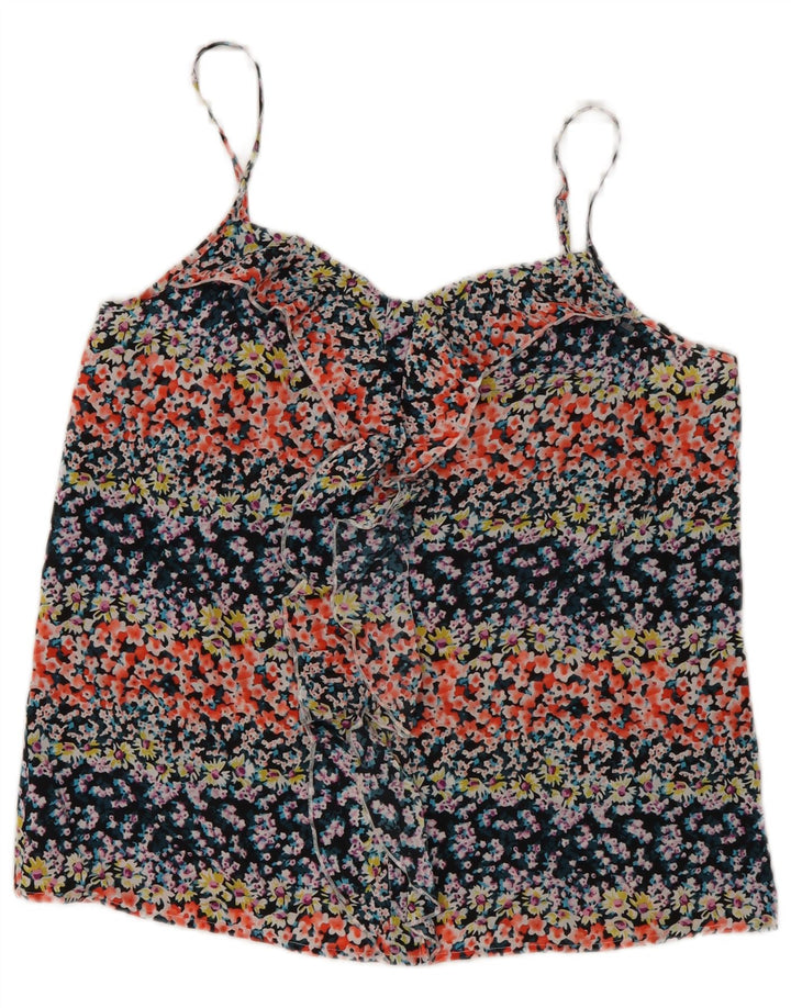 Oasis Damen-Cami-Top mit Rüschen vorne, Größe M, mehrfarbig, Blumenmuster
