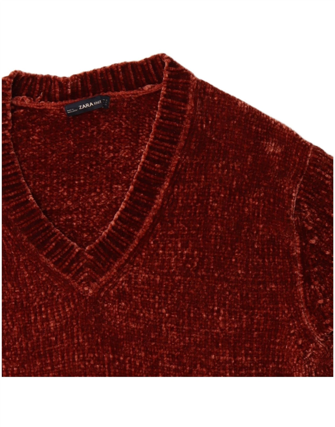 Zara Damen-Pullover, übergroß, V-Ausschnitt, Gr. 10, Größe S, braun, Polyester