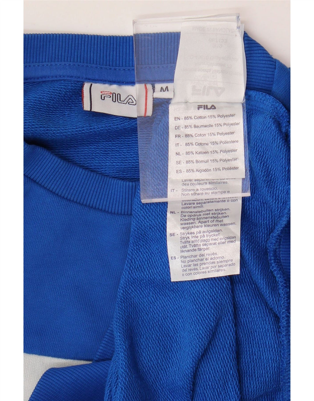 FILA Grafischer Herren-Sweatshirt-Pullover aus mittelblauer Colourblock-Baumwolle