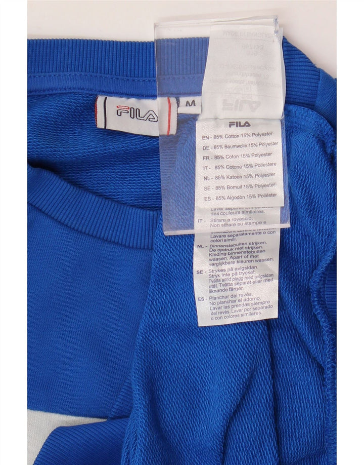 FILA Grafischer Herren-Sweatshirt-Pullover aus mittelblauer Colourblock-Baumwolle