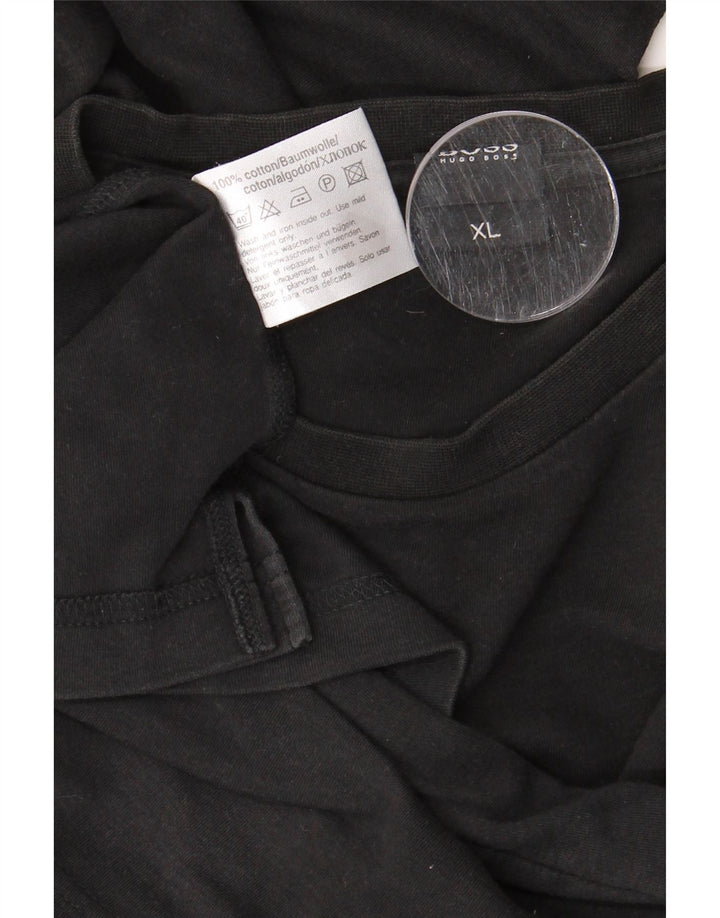 HUGO BOSS Herren Top Langarm XL Schwarz Baumwolle