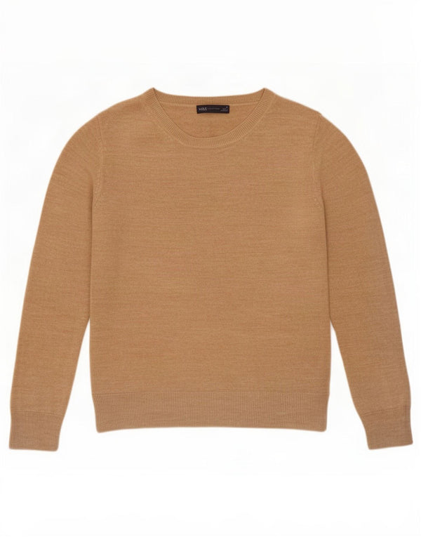 Marks & Spencer Womens Boat Neck Jumper Sweater UK 10 Small Beige Acrylic