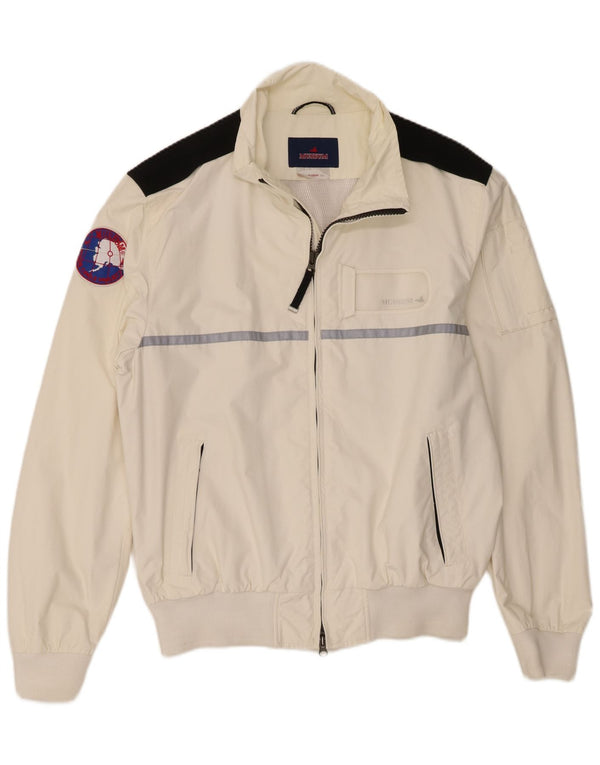 Grafische Bomberjacke für Herren von Museum, UK 42, XL, gebrochenes Weiß, Colourblock-Polyamid