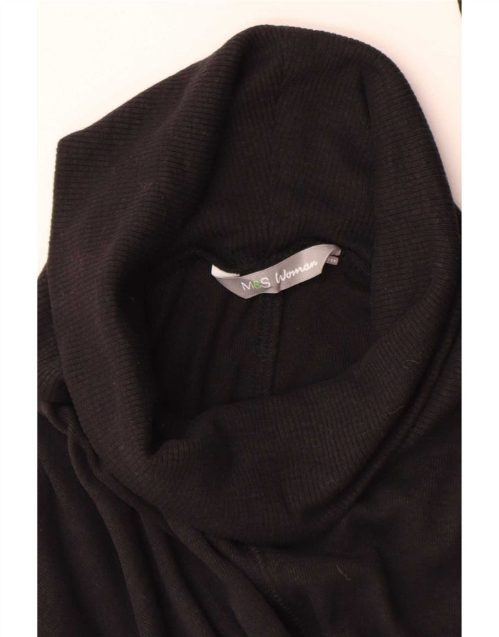 Marks & Spencer Damen Longline-Pullover mit Rollkragen, Gr. 10, Größe S, Schwarz
