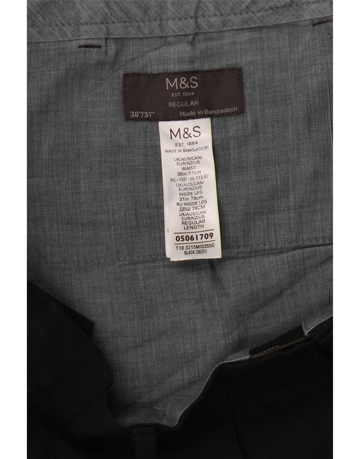 Marks & Spencer Herren-Anzughose, normal, W38, L31, Schwarz, Polyester