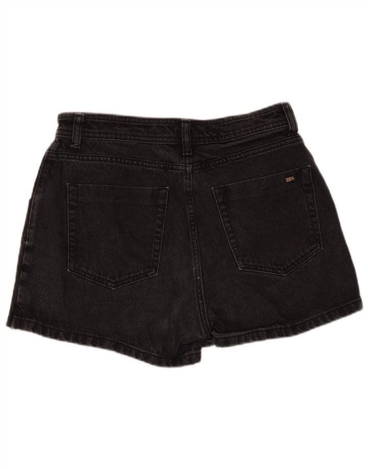 Zara Damen-Jeansshorts, mittelgroß, W28, schwarze Baumwolle