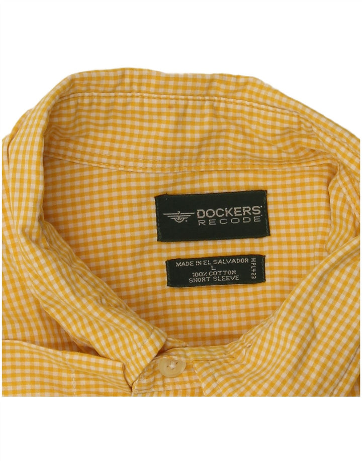 Dockers Herren-Kurzarmhemd, groß, gelbe Gingham-Baumwolle