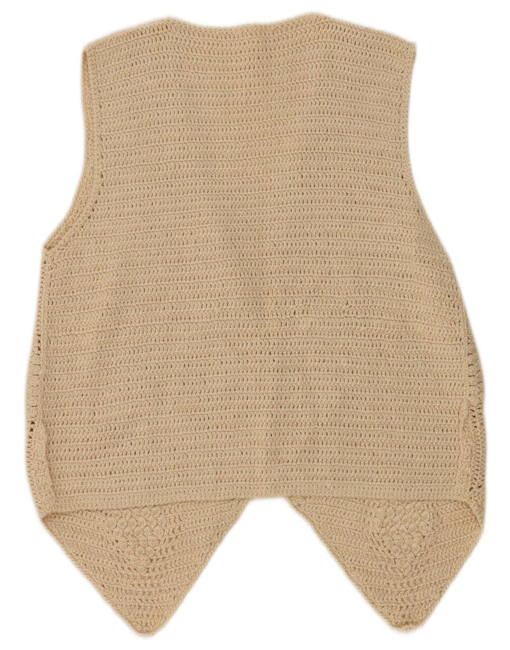 Vintage Damen Häkelweste UK 10 Small Beige