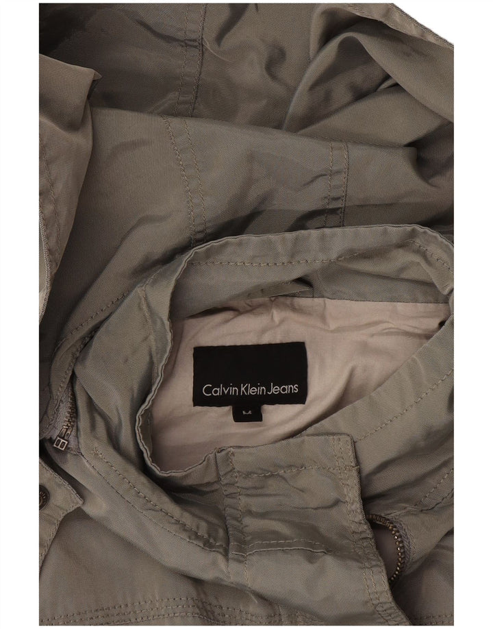 Calvin Klein Jeans Damen Utility-Jacke mit Kapuze, UK 14, Mittelgrau