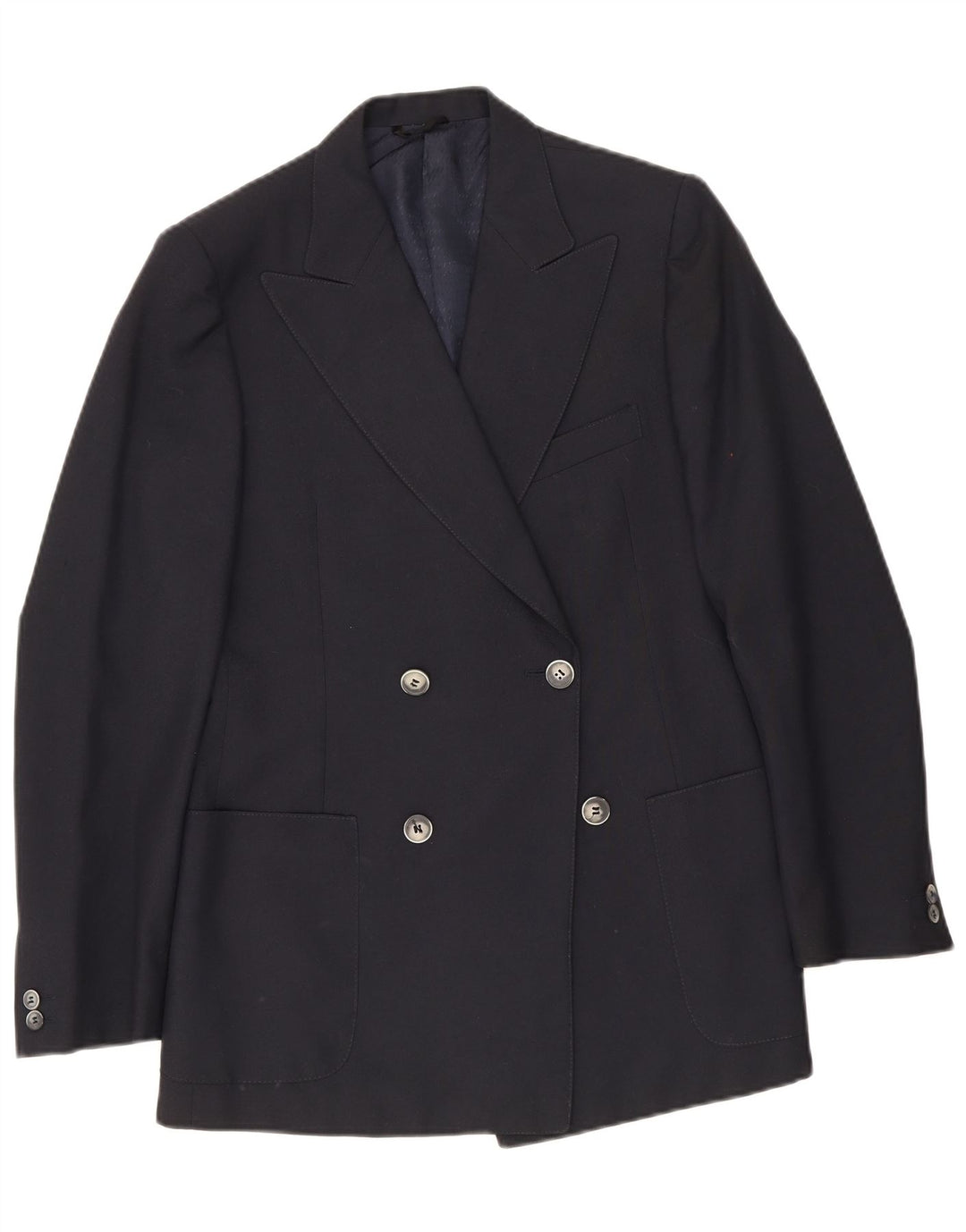 Vintage Herren Zweireiher Blazer Jacke IT 48 Medium Navy Blue