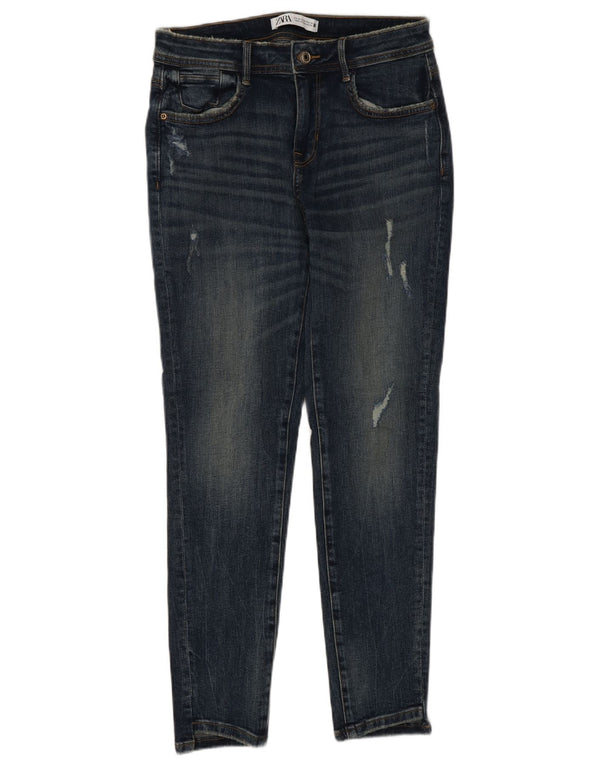 Zara Damen Distressed Skinny Jeans EU 38 Small W28 L28 Blaue Baumwolle