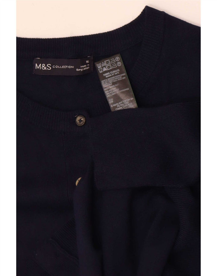 Marks & Spencer Damen-Cardigan-Pullover UK 16 Large Marineblaue Viskose